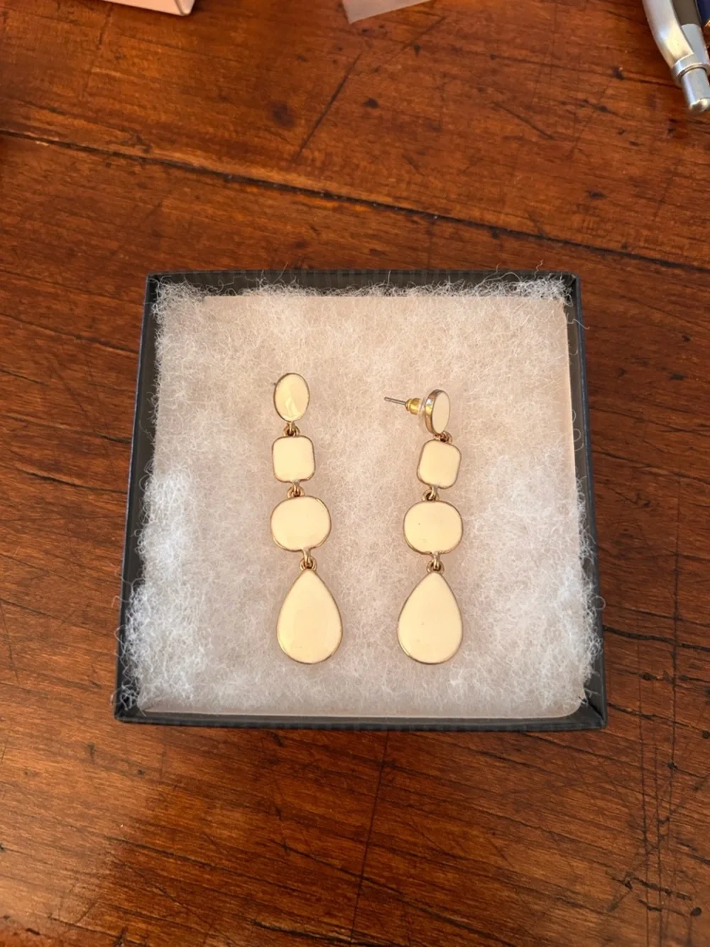 Kenneth Lane Gold-Trim Cream Drop Dangle Earrings - Picture 2 of 3
